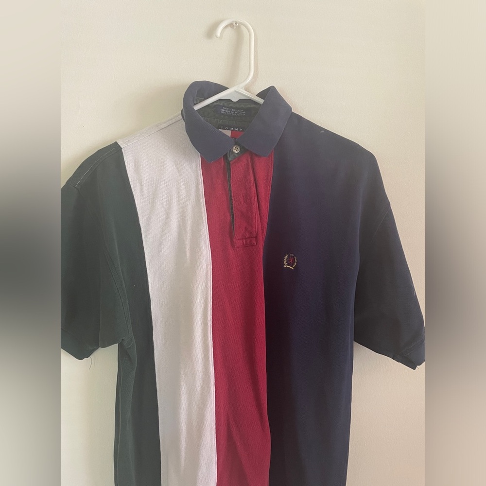 Tommy Hilfiger 4 color stripe vintage polo shirt